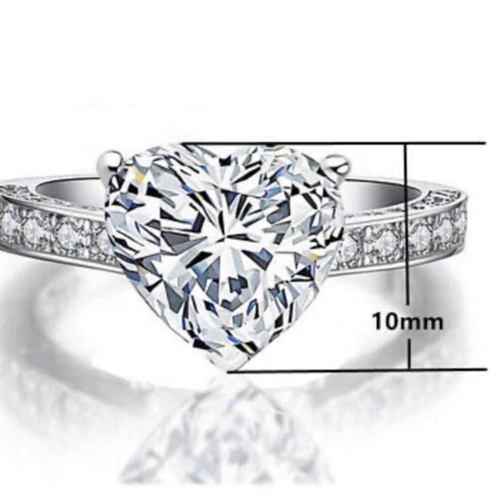 New Stamped 925 Silver Heart ❇️ Sparkle Ring - Picture 4 of 7